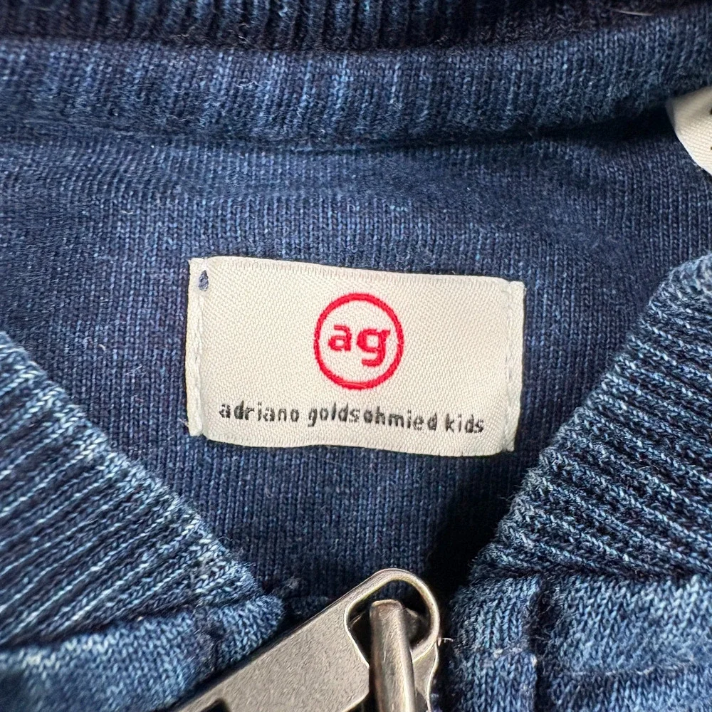 Adriano Goldschmied Toddler 2T Blue Denim Look Full Zip Jacket Cotton Ribbed Hem